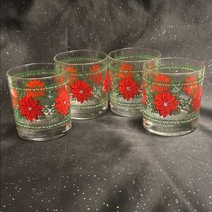 Vintage Hallmark Poinsettia Lowball Glasses
